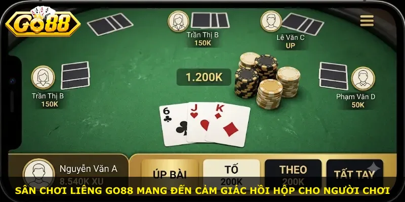 Sân chơi liêng Go88 mang đến cảm giác hồi hộp cho người chơi