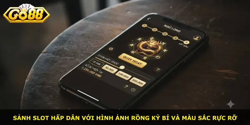 Sảnh slot hấp dẫn với hình ảnh rồng kỳ bí và màu sắc rực rỡ